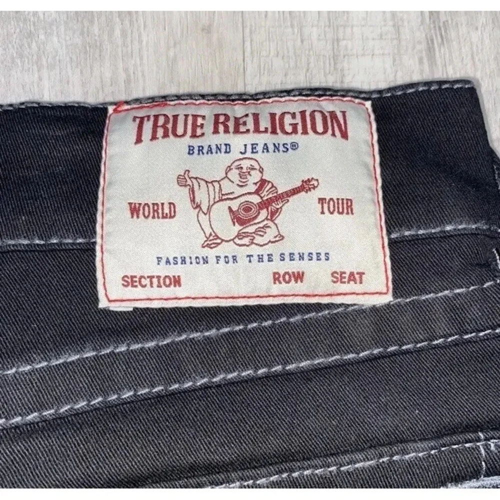 $159‎ NWT  True Religion Ricky Flap Relaxed Jeans Black WORLD TOUR BUDDHA 36x32